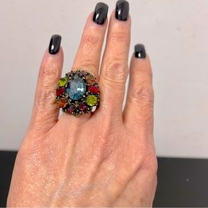 SWEET ROMANCE | Multi Colored Gems Stone Statement Cocktail Ring Ooen Shank